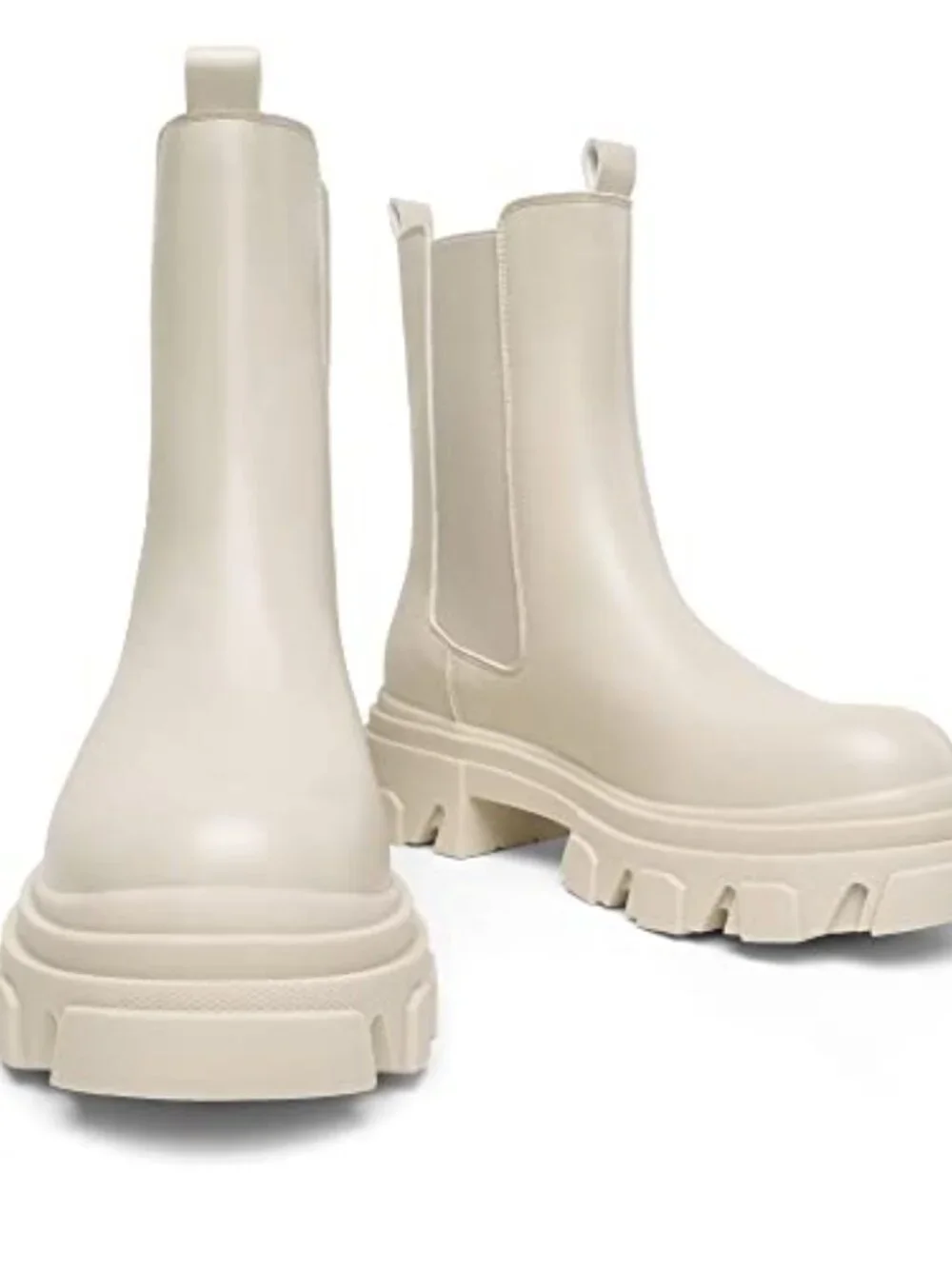 Mid Calf Chelsea Platform Combat Booties Lug Sole Slip On Chunky Ankle Boots